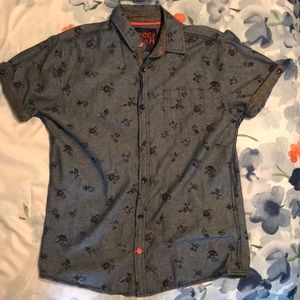 Tranquility Mayhem Tropic Thunder Button Down